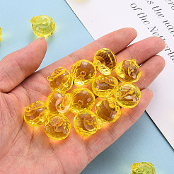 透明なアクリルパーツ  多面カット  3のdリンゴ  きいろ  17.5x19x18mm  穴：2mm  約173個/500g&nbsp;TACR-T024-05B-916
