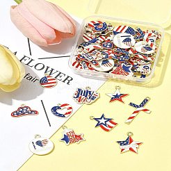 60個 15スタイル 独立記念日 合金エナメルパンダント  ゴールドカラー  混合図形  14~36.5x10~26x1~1.5mm  穴：1.6~2mm  4個/スタイル&nbsp;FIND-FS0004-41
