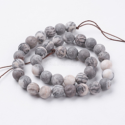 Natural Pink Zebra Jasper Beads Strands&nbsp;G-J376-46F-10mm