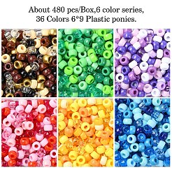 480Pcs 6 Colors Opaque & Transparent Plastic Beads&nbsp;KY-YW0001-75A