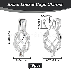 10Pcs Hollow Brass Locket Pendants&nbsp;FIND-BBC0002-53