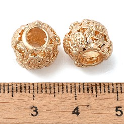 ラックめっき合金欧州ビーズ  カドミウムフリー＆ニッケルフリー＆鉛フリー  大穴ビーズ  花とロンデル  ゴールドカラー  12x9mm  穴：5mm&nbsp;PALLOY-S189-04G