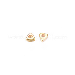 真鍮ビーズ  カドミウムフリー＆ニッケルフリー＆鉛フリー  三角形  18KGP本金メッキ  2x2x1mm  穴：0.8mm&nbsp;KK-N232-311