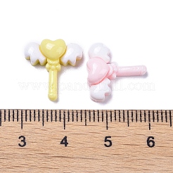 不透明でかわいい樹脂製のデコデンカボション  ミックスカラー  ハートマジックスティック  14x14x6mm&nbsp;RESI-B024-03E