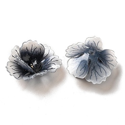 花のアクリルビーズキャップ  DIYのジュエリーには  ブラック  25~27x11~13mm  穴：1~1.4mm&nbsp;SACR-C002-08C