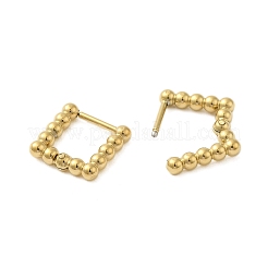 304ステンレススチール中空スクエアフープピアス（女性用）  正方形  11.5x11.5mm&nbsp;EJEW-U020-10G