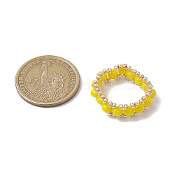 女性用ファセットロンデルガラスビーズストレッチリング  ミックスカラー  8mm  内径：17mm  6個/セット&nbsp;RJEW-JR00824