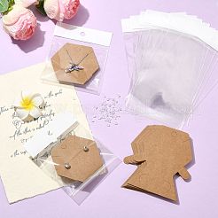 紙ジュエリーディスプレイカード40枚。  長方形のOPP透明プラスチックバッグ40個付き  80個のプラスチック製イヤーナット  六角  ペルー  10.35x8.5x0.05cm&nbsp;CDIS-FS0001-32C