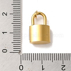 天然石ホワイトシェルペンダント  イオンプレーティング（IP）304ステンレススチールラインストーン金具  南京錠チャーム  ゴールドカラー  16x10x5mm  穴：3mm&nbsp;STAS-P340-08G