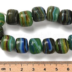 手作りランプワークビーズ連売り  ラウンド  グリーン  13.5~14x11~12mm  穴：3~4mm  約15個/連  7.09インチ（18cm）&nbsp;LAMP-C016-03C-02