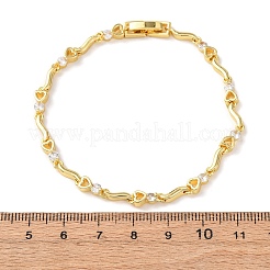 Brass Micro Pave Clear Cubic Zirconia Link Chain Bracelets for Women&nbsp;BJEW-D387-02G