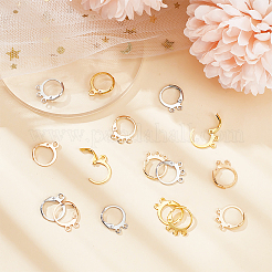 90個 9スタイル 真鍮フレンチフックピアス金具  水平ループ付き  ミックスカラー  15~15.5x13x1mm  穴：1.4~2mm  ピン：1mm  10個/スタイル&nbsp;FIND-PH0006-61