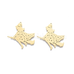 ステンレスペンダント201個  魔女  18KGP本金メッキ  38x36x1mm  穴：1.4mm&nbsp;STAS-N090-LA902-2