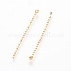 304ステンレススチールボールヘッドピン  24KGP本金メッキ  25x0.8mm  20ゲージ  ヘッド：2mm&nbsp;LS-STAS-L153A-02G
