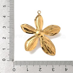 304ステンレスペンダント  花のチャーム  プラスチックパール付き  ゴールドカラー  35x32.5x8mm  穴：1.8mm&nbsp;X-STAS-L301-01G