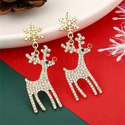 Snowflake with Deer Alloy Enamel Dangle Stud Earrings&nbsp;FS-WGC4262-01