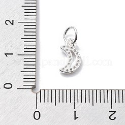 925スターリングシルバーキュービックジルコニアペンダント  ジャンプリングチャーム付き  ムーン  10.5x6x1.5mm&nbsp;STER-Q001-02S-01
