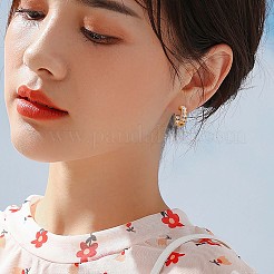 クリアキュービックジルコニアC字型スタッドピアス  430ステンレススチール製ハーフフープピアス（女性用）  ゴールドカラー  15x4mm  ピン：1mm&nbsp;JE950A