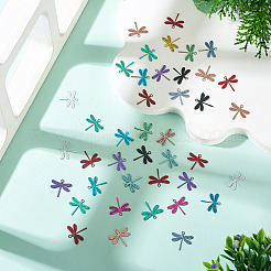 96個 12色スプレーペイント 430ステンレススチールチャーム  トンボ  ミックスカラー  14x15x0.3mm  穴：1.2mm  8個/カラー&nbsp;STAS-TA0006-06