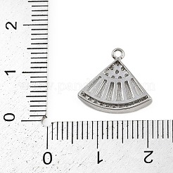 真鍮製マイクロパヴェキュービックジルコニアペンダント  ファン  プラチナ  13x15x2.5mm  穴：1mm&nbsp;KK-S339-07P