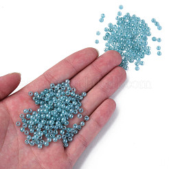 6/0個の模造ヒスイガラスシードビーズ  光沢  染め  ラウンド  ミディアムターコイズ  4x3mm  穴：1.2mm  約450 G /袋&nbsp;SEED-N004-006-20