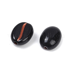 不透明アクリルビーズ  コー​​ヒー豆  赤色のエンレース  ブラック  10.5x8x4.5mm  穴：1.2mm  約76個/20g&nbsp;X1-OACR-P029-05A-01