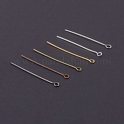 真鍮のアイピンセット  ミックスカラー  35x0.7mm  穴：2mm  約600個/箱。&nbsp;KK-PH0027-02