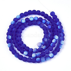 Frosted Transparent Glass Beads Strands&nbsp;GLAA-T032-T4mm-MBB16