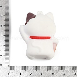 塩ビ漫画招き猫人形ペンダント  キーチェーン用  招き猫  ホワイト  48x35.5x23.5mm  穴：2.5mm&nbsp;KY-F017-04