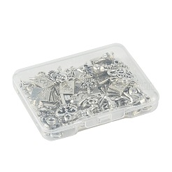 40個 10スタイル チベットスタイル 亜鉛合金 バニーペンダント  鉛フリー＆カドミウムフリー  アンティークシルバー  12~23x7.7~18x1.5~5mm  穴：1~3mm  4個/スタイル&nbsp;TIBEP-FS0001-48