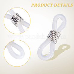 100個の眼鏡ホルダー  メガネゴムラバーループエンド  鉄とプラスチック  銀  19x4.2mm&nbsp;IFIN-CN0001-04