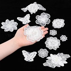 12Pcs 12 Style Flower/Butterfly Polyester Embroidery Sew on Clothing Patches&nbsp;PATC-CA0001-10