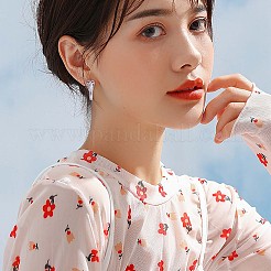キュービックジルコニア スネーク ヒンジ フープ イヤリング  女性のためのプラチナメッキ真鍮ジュエリー  プラチナ  15.5x16x5.8mm  ピン：1.2mm&nbsp;JE995A