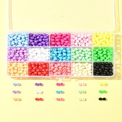 15色のプラスチックビーズ  ラウンド  ミックスカラー  6x8mm  穴：1.5mm  約70PCS /カラー  1050pc&nbsp;MACR-FS0001-79