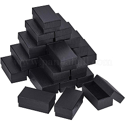 紙のアクセサリー箱  ペンダント/イヤリングボックス  スポンジで  長方形  ブラック  7.25x4.2x3cm&nbsp;LS-CBOX-WH0004-08A