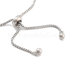 Brass Pave Clear Cubic Zirconia Flat Round Box Chain Slider Bracelets&nbsp;BJEW-B094-12B-P