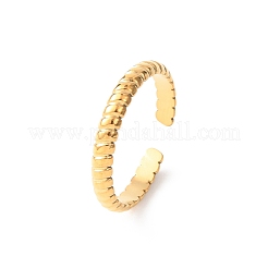 女性用304ステンレススチールオープンカフリング  イオンプレーティング（ip）  18KGP本金メッキ  3mm  内径：17.8mm&nbsp;RJEW-K309-11C-G