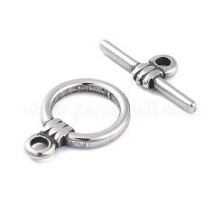304ステンレススチールトグル留め具  リング  アンティークシルバー  22x16x3mm  穴：2.3mm&nbsp;STAS-I190-01AS
