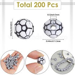 200PCSアクリルビーズ  クラフトビーズ  スポーツボール  サッカー  11.3x10.7mm  穴：3mm&nbsp;OACR-SP0001-62