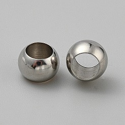 303ステンレススチールビーズ  ロンデル  ステンレス鋼色  8x5.5mm  穴：5mm&nbsp;STAS-WH0038-30B