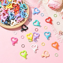 アクリル製ロブスタークロウ留め具50個  50個の鉄の丸カン付き  ミックスカラー  10~26.5x10~22x1~6.5mm  穴：3~8mm  50個/スタイル&nbsp;DIY-YW0011-20A