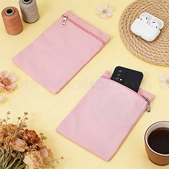 キャンバス布ジッパーバッグ  長方形  衣服縫製用の合金金具付き  ピンク  22x15x0.2cm&nbsp;ABAG-WH0077-09A-02