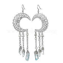 2 Pairs Moon Natural Quartz Crystal Dangle Earrings&nbsp;EJEW-JE06765
