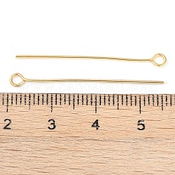 真鍮製アイピン  ジュエリー作りのための  18KGP本金メッキ  34~35x0.7mm  穴：2mm&nbsp;KK-N254-48D-G
