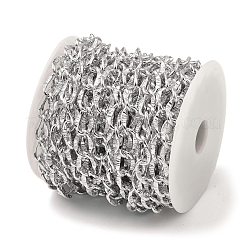 アルミカーブチェーン  溶接されていない  スプールで  プラチナ  15.5x10.5x1.8mm  約32.81フィート（10m）/ロール&nbsp;CHA-C002-16P