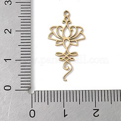 ステンレスペンダント201個  瞑想ヨガ蓮のチャーム  レーザー切断  18KGP本金メッキ  24x12x1mm  穴：1.4mm&nbsp;STAS-K298-02G-1