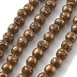 Electroplated Natural Lava Rock Beads Strands&nbsp;G-A251-B01-01A