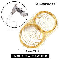 300つの円3色の炭素鋼メモリーワイヤー  首輪ネックレス作り用  ミックスカラー  115mm  ワイヤー：0.6mm（22ゲージ）  100円/色&nbsp;TWIR-FW0001-02