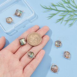 8Pcs 4 Styles Natural Abalone Shell/Paua Shell Connector Charms&nbsp;KK-BC0010-57
