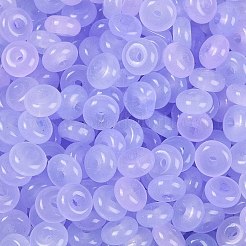 透明な色のガラスシードビーズ  ドーナツ  ライラック  6.5x3mm  穴：1.8mm  約1363個/ポンド&nbsp;SEED-P008-01B-05